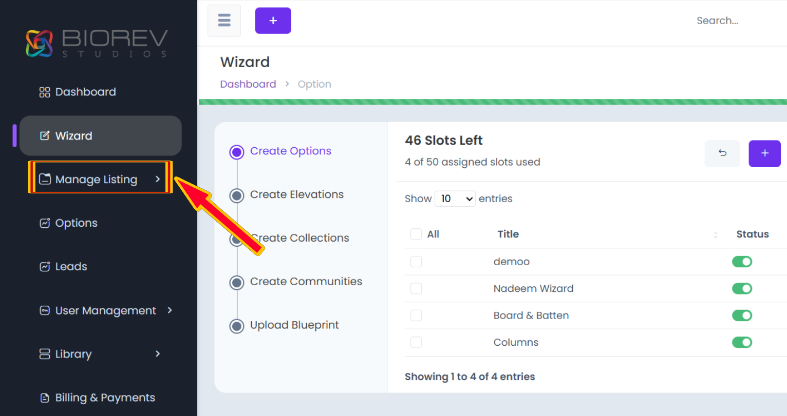 Manage Listing